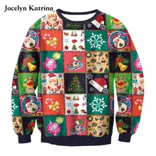Jocelyn Катрина осенне-зимний Рождественский подарок секция спортивные цифровые принты свитер женский свитер с длинными рукавами
