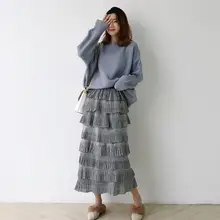 Осенняя и зимняя Корейская версия Серебряная черная модная женская юбка дикая тонкая плиссированная юбка-торт Женская темпераментная модная юбка