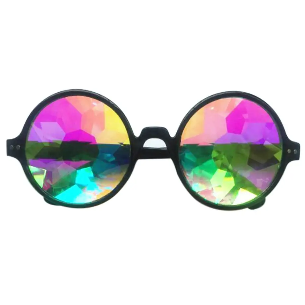 MISSKY Горячие крутые Ретро Круглый калейдоскоп солнцезащитные очки модные уникальные Косплей очки для друзей подарок женские солнцезащитные очки - Цвет линз: black