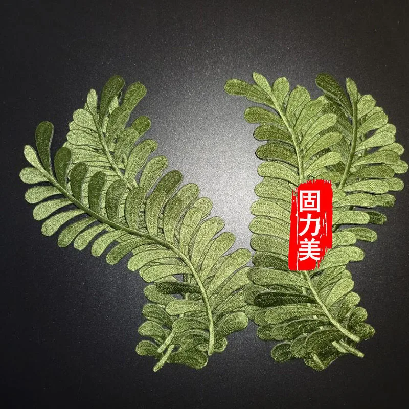 

1 pair golden silver green glue iron on stick Clothing applique lace patch leaf leaves dance clothing accessories