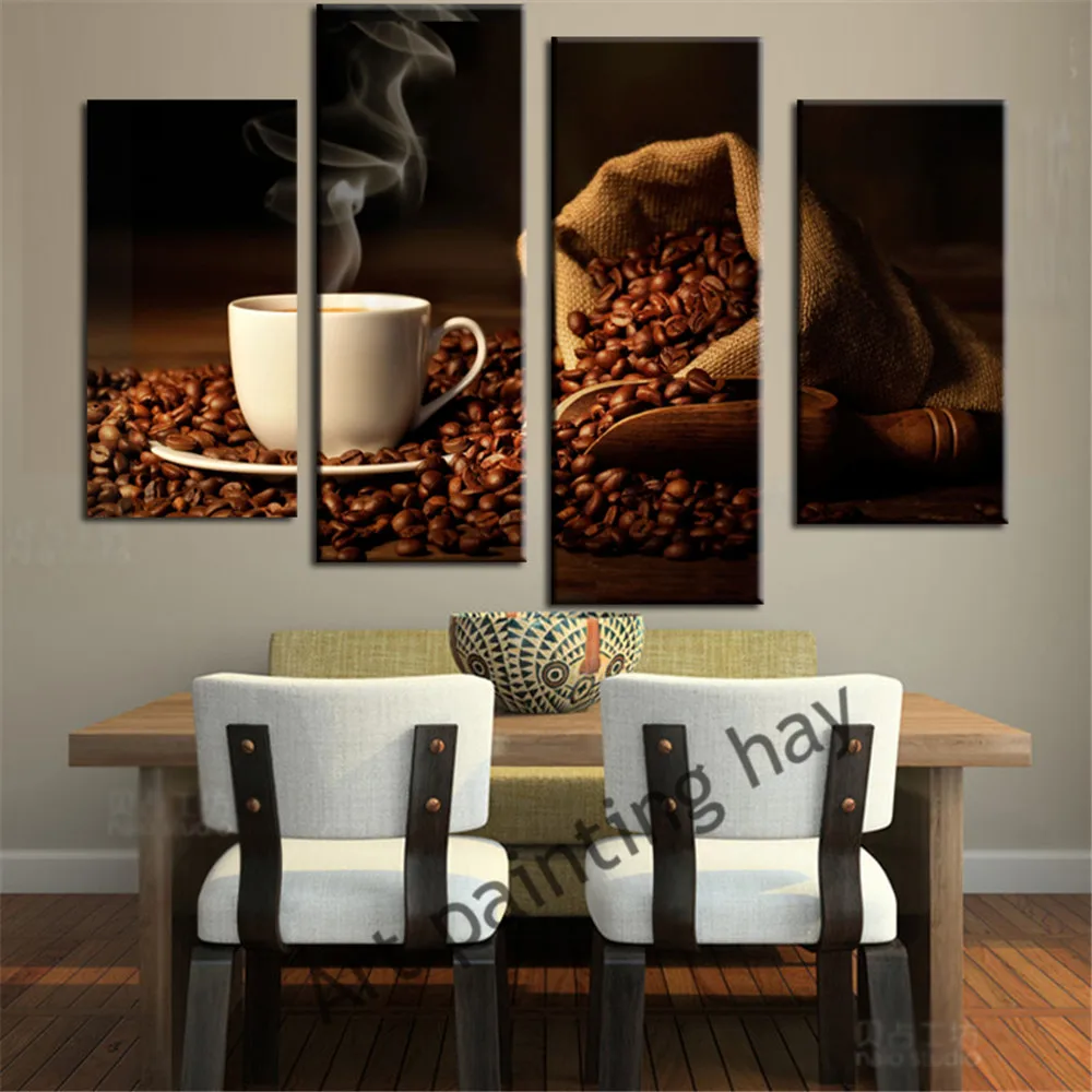 Por Modern Kitchen Art Lots From 4 Piece Canvas Art Coffee Kitchen Modern Abstract Painting Wall Pictures For Living Room Decoration