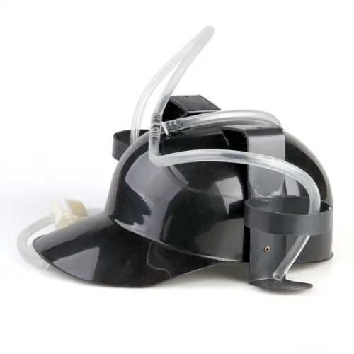 

Headset has Biere Plastic Black Cap Helmet Beer Drinking Coke Hat