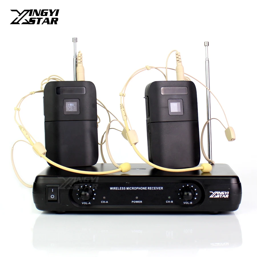 Professional Headworn Wireless Microphone Headset Mic Cordless Receiver