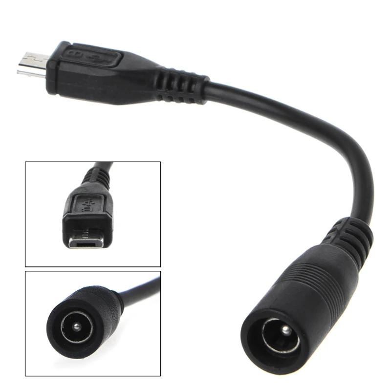 5.5x2.1mm DC Power Plug Waterproof Jacket Female To Micro USB Male Adapter Cable