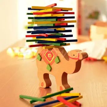 

Baby Montessori Educational Beech Wood Camel Elephant Balancing Blocks Game Gift For Child Toys gai