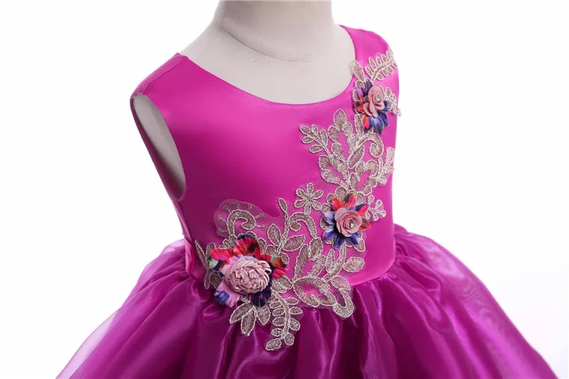 Candy Color Three-dimensional Embroidered Flower Princess Girls Princess Dress Children Organza Pettiskirt Violet Formal Dresses Kids Clothes03