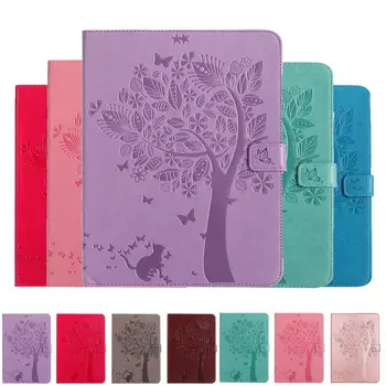 

Cat Tree Pattern Painting PU Leather Case For Apple Air 1 iPad 5 High quality Cover for ipad Air 2 iPad 6 9.7 inch case+Film+Pen