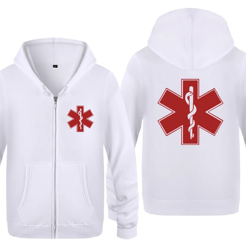  EMT Emergency Ambulance Printed Hoodies Men Brand Fleece Long Sleeve Mens Jacket Sweatshirt Coat Wi