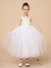 Fashion Ivory little girls princess dresses with appliques elegant formal wedding flower girls dresses kids pageant