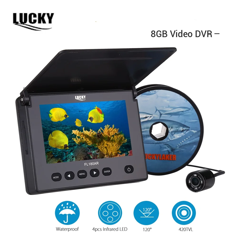 

LUCKY 20M Underwater Fishing Camera 4.3" LCD Monitor Video Recording DVR 4pcs Infrared Led Russian Fish Finder 8GB