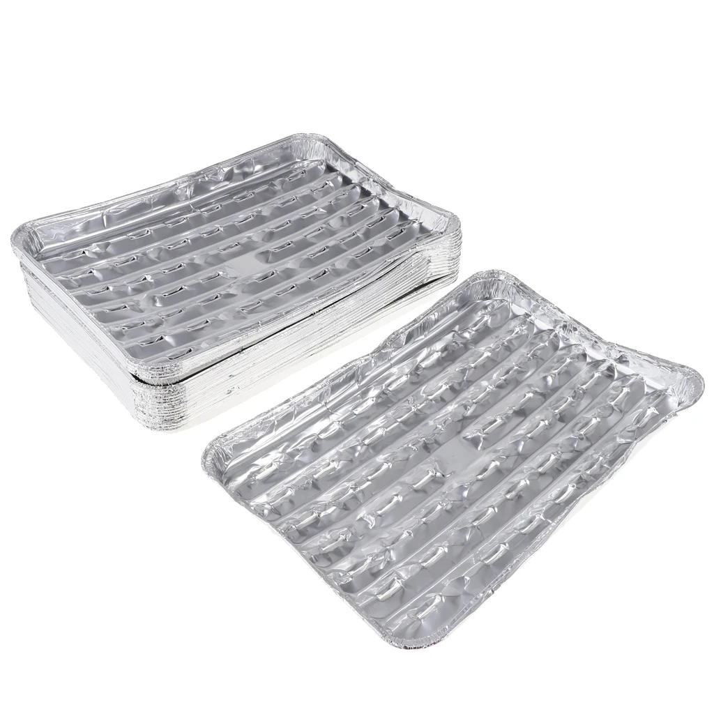 Pack of 20, Rectangular Cake Baking Plate Disposable Aluminum Foil BBQ Grill Pans
