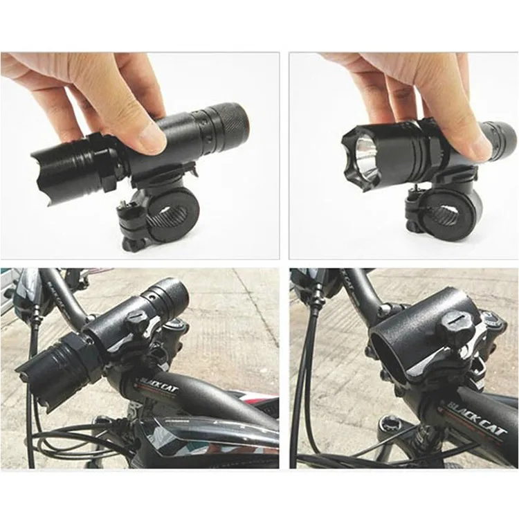 Discount LED Torch Bracket Mount Holder Sports Accessories Bicycle Lights Mount Holder 360 Rotation Cycling Bike Flashlight 5