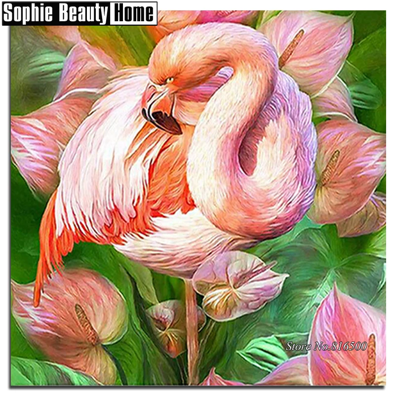 Diamond Embroidery Animal Flamingo Mosaic Crystal 5D Cross Stitch Full Drill Painting DIY Sticker Decor Pattern 188144 | Дом и сад