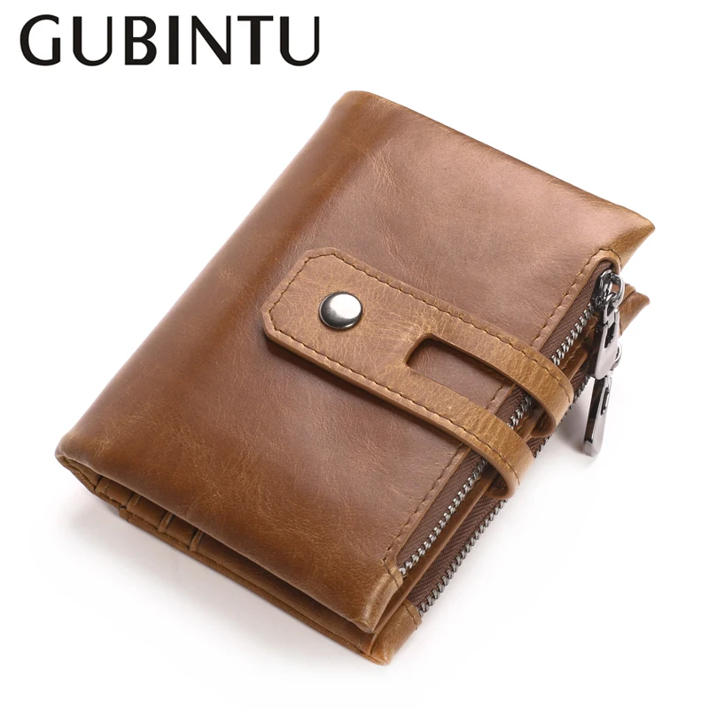 

Genuine Leather Men Wallets Double Zipper Pockets For Cards Coin Purses Men Fashion Card Holders For Men Wallets