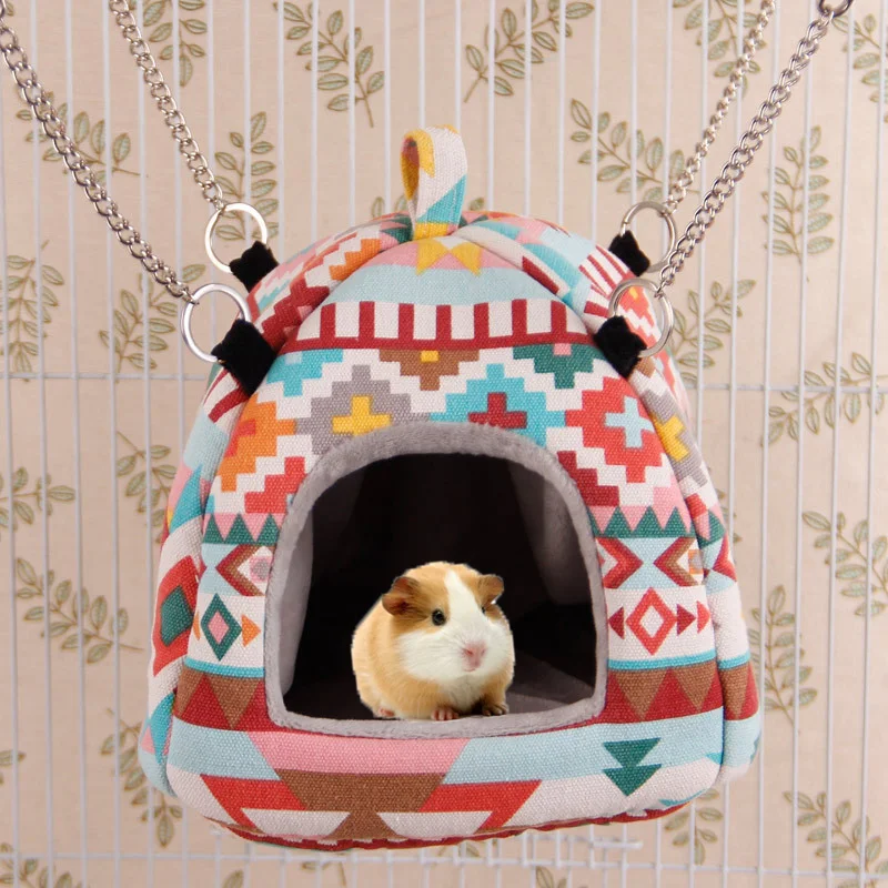 

Warm Winter Pet House for Small Animals Crystal Velvet Squirrel Hamster Hedgehog Beds Hanging Yurt Shaped Pet Nest