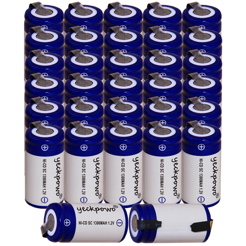 

yeckpowo 32 pieces SC battery 1,2v batteries nicd rechargeable for power tools 1300mAh for drill screwdriver real capacity