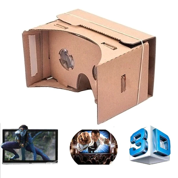 100 шт. DIY Google Cardboard виртуальной реальности VR мобильного телефона 3D просмотра очки для 5," Экран+ регулируемая головка mout ремень