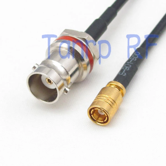 Cable RG174 BNC female jack bulkhead to CRC9 male plug 90° Pigtail Jumper