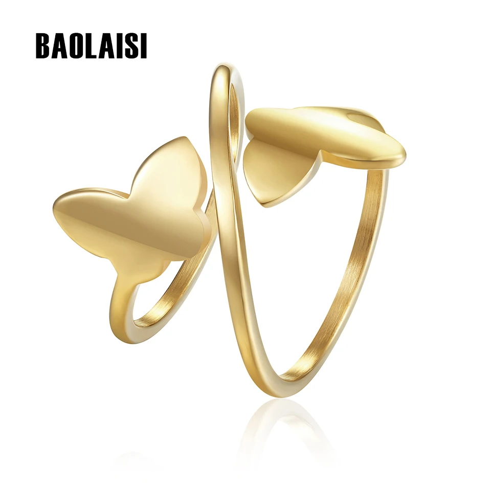 BAOLAISI модные круглые кольца с двумя цветами для женщин 316L из нержавеющей стали обручальные кольца золотого цвета ювелирные изделия вечерние кольца