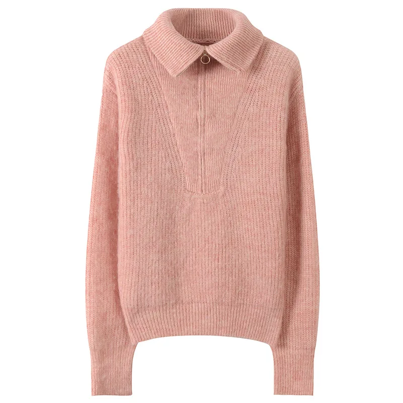 

2018 Autumn Winter Fashion Women Sweaters New Korean Style Turtleneck Sweater Loose Mohair Pullovers Solid Color Haute Couture