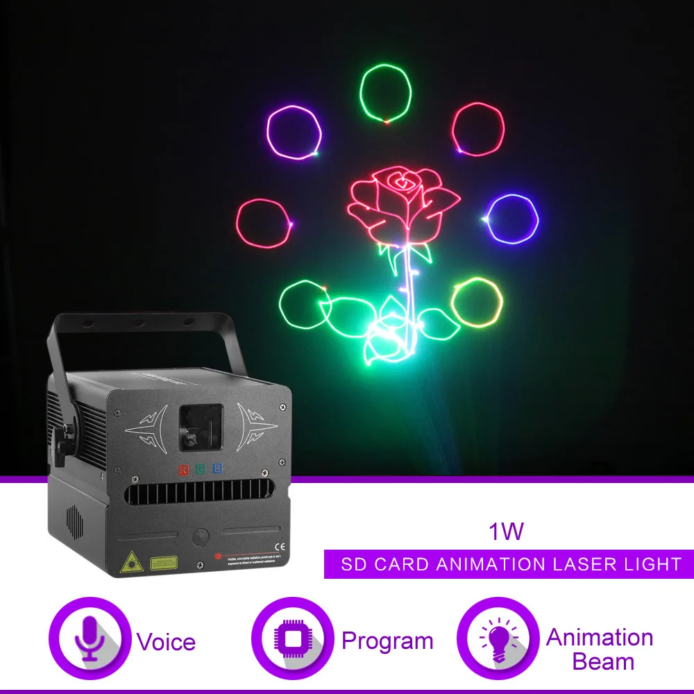 

Sharelife 500mw 1W RGB Animation DMX SD Card Laser Projector Light for Home Gig Party DJ Show Stage Lighting Sound Auto FB-SD