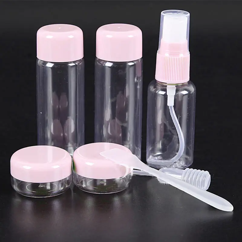 

30F# Mini Travel Set Plastic Transparent MakeUp Perfume Container Bottle 7pcs/set