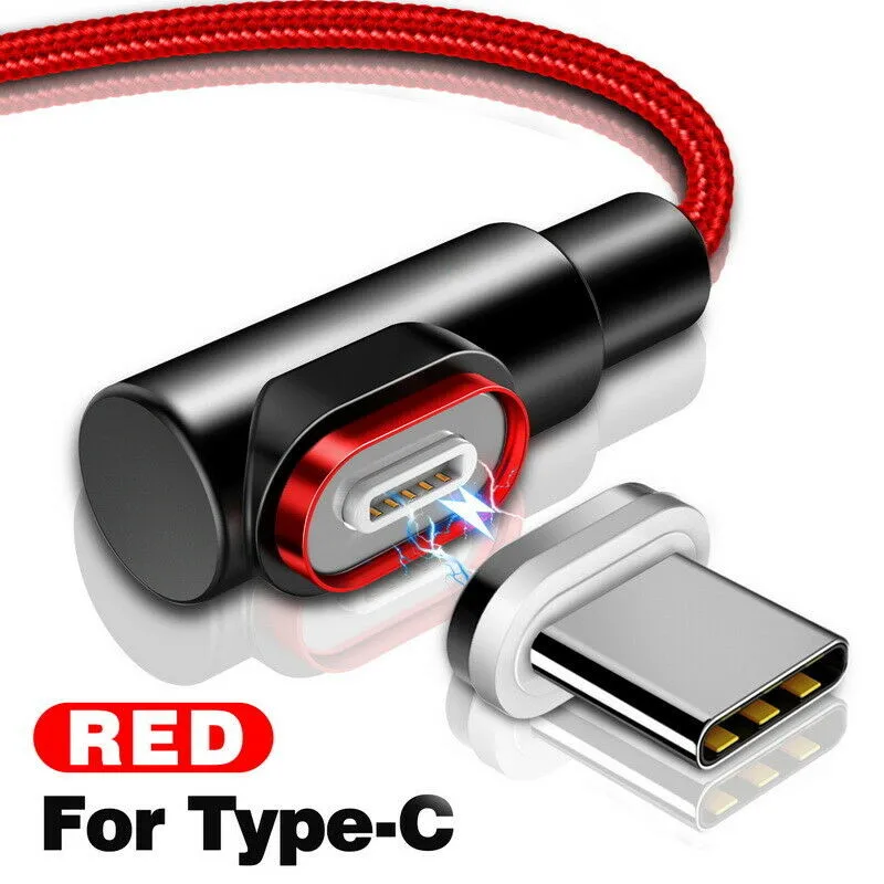 Магнитный кабель Micro USB кабель для быстрой зарядки type-C 1 м 3 а кабель для передачи данных нейлоновый Магнитный зарядный кабель для iPhone Xiaomi светодиодный - Цвет: RED For Type-C