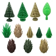 10 pçs/lote Cidade Militar Acessório Árvore de Natal Árvores Arbusto Verde Grama Plantas de Construção Tijolos Blocos Tijolos de Brinquedo para Crianças
