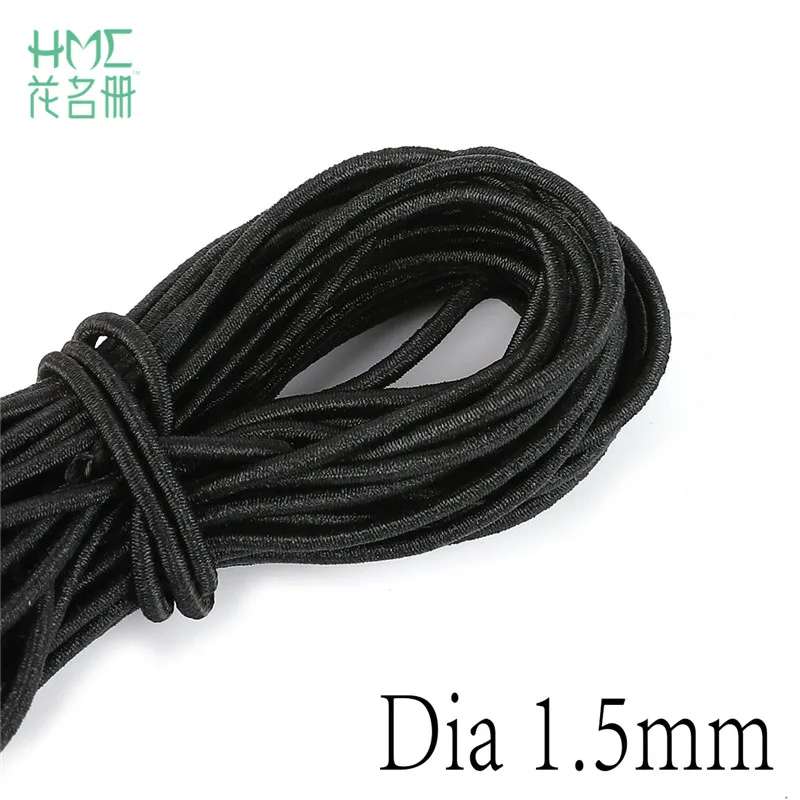2M/bag 1/1.5/2/2.5/3/4/5mm Black Round Thread Cord Elastic Band Elastic Rope Rubber Band Elastic Line DIY Sewing Accessories