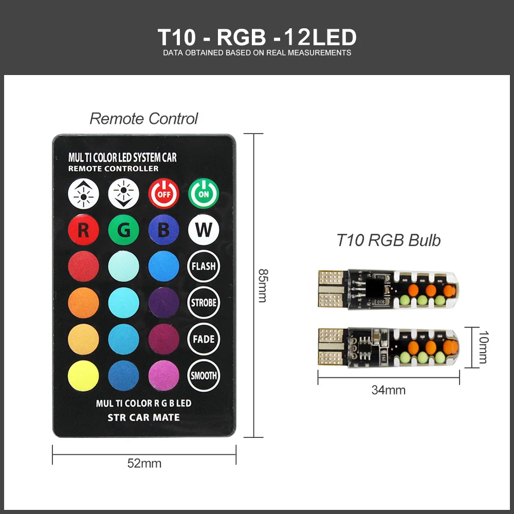 1 комплект T10 RGB светодиодный W5W 194 5050 SMD автомобильный габаритный фонарь купола лампы для чтения 12V COB RGBW авто Интерьер светильник атмосферная лампа