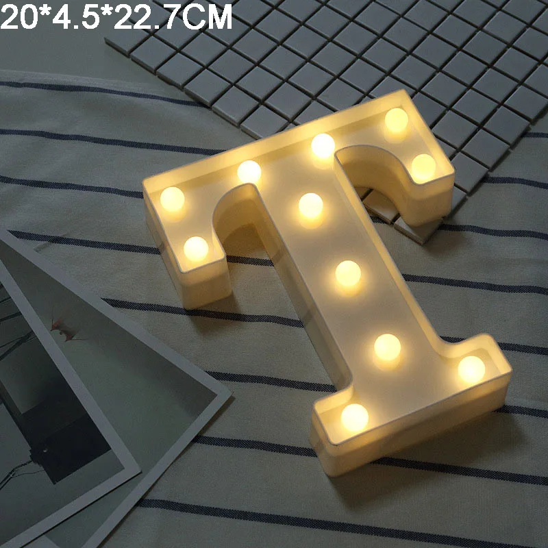 T Letras Decorativas Led Con Luces 26 букв алфавита ночник предложение для свадьбы украшения для романтической свадьбы, вечеринки украшения - Цвет: T
