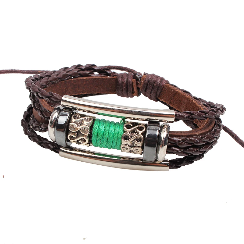 

New Direct Selling Rushed Men's Bracelet Wristband Adjustable Wrap Around Cow Handmade Braided Retro For Men Jewelry Pulseiras