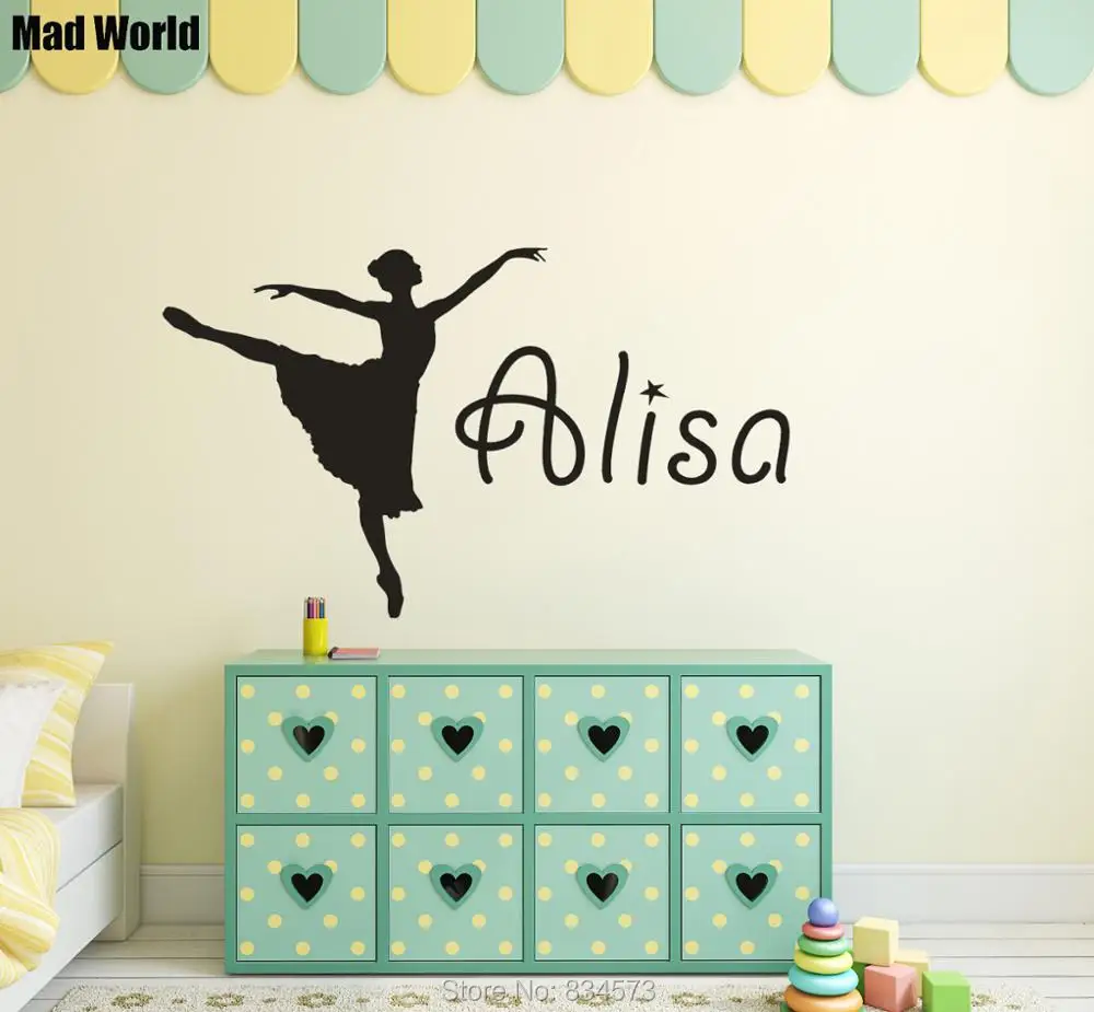 Ballerina With Name Wall Sticker Wall Chick Decal Art Sticker Quote