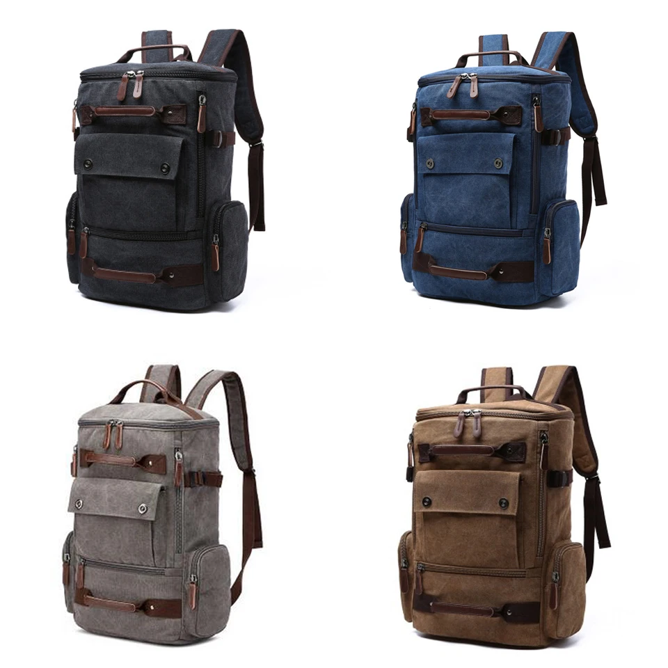 Холщовый рюкзак для путешествий для мужчин и женщин, рюкзак для ноутбука, водонепроницаемая школьная Студенческая сумка для ноутбука, винтажная модная мужская сумка унисекс