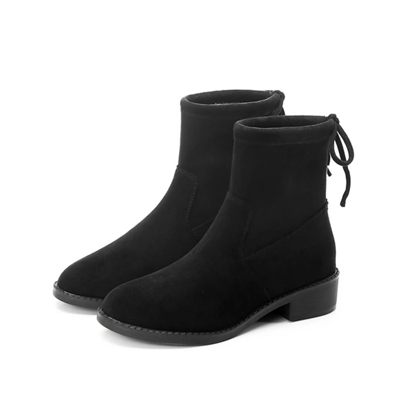 black heeled boots round toe