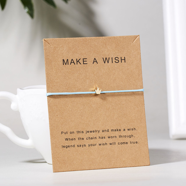 A Wish Heart Charm Bracelet Femme Adjustable Lucky Star Cross Butterfly Red String Women Kid Friendship Jewelry Card Gift
