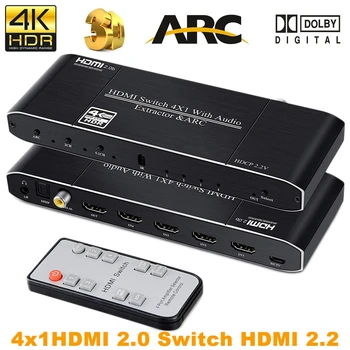 

2020 4K HDMI Switch Switcher with Remote Optical Toslink & Coaxial 4x1 HDR HDMI Switch 4 Port Switch HDMI 2.0 For PS3 PS4 Pro