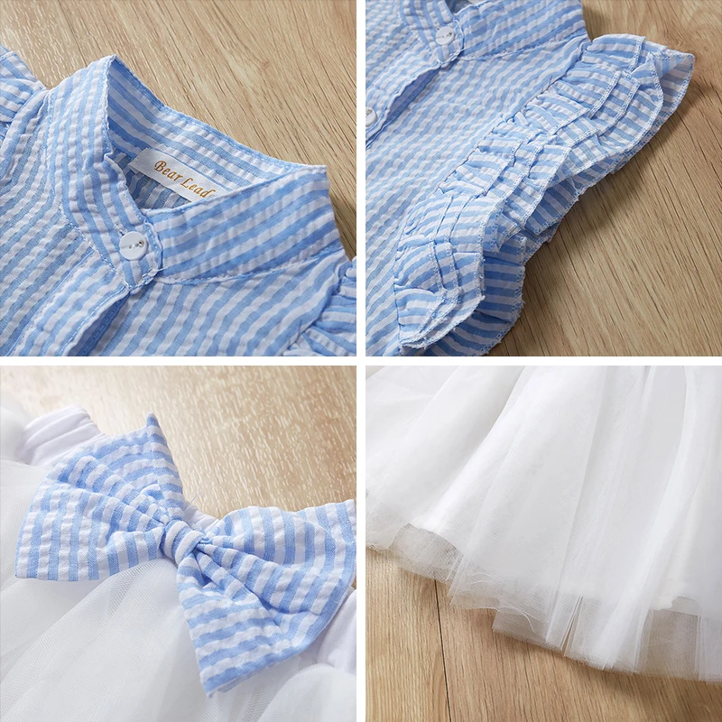 Bear leader/платье для девочек; летняя одежда для девочек; детская одежда с длинными рукавами и галстуком-бабочкой; детская одежда; платье принцессы в горошек для девочек