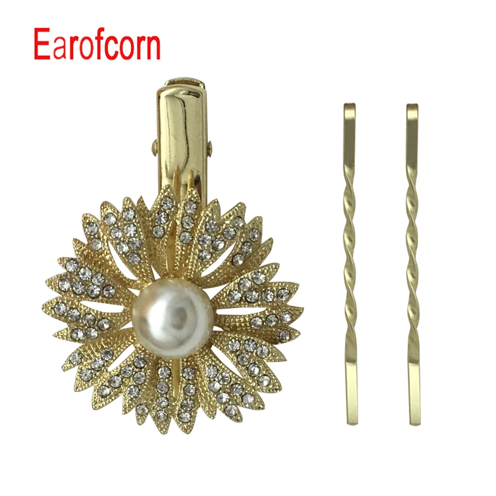 

Exquisite Temperament Golden Sun Flowers Pearl Flash Drill Hairpin Combination Set Environmental Protection Hair Accessories
