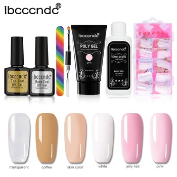

Poly Gel Set 30ml Quick Building Finger Extension Camouflage UV LED Builder Gel Base Top Coat Nail Art Tips Brush Tools Kit