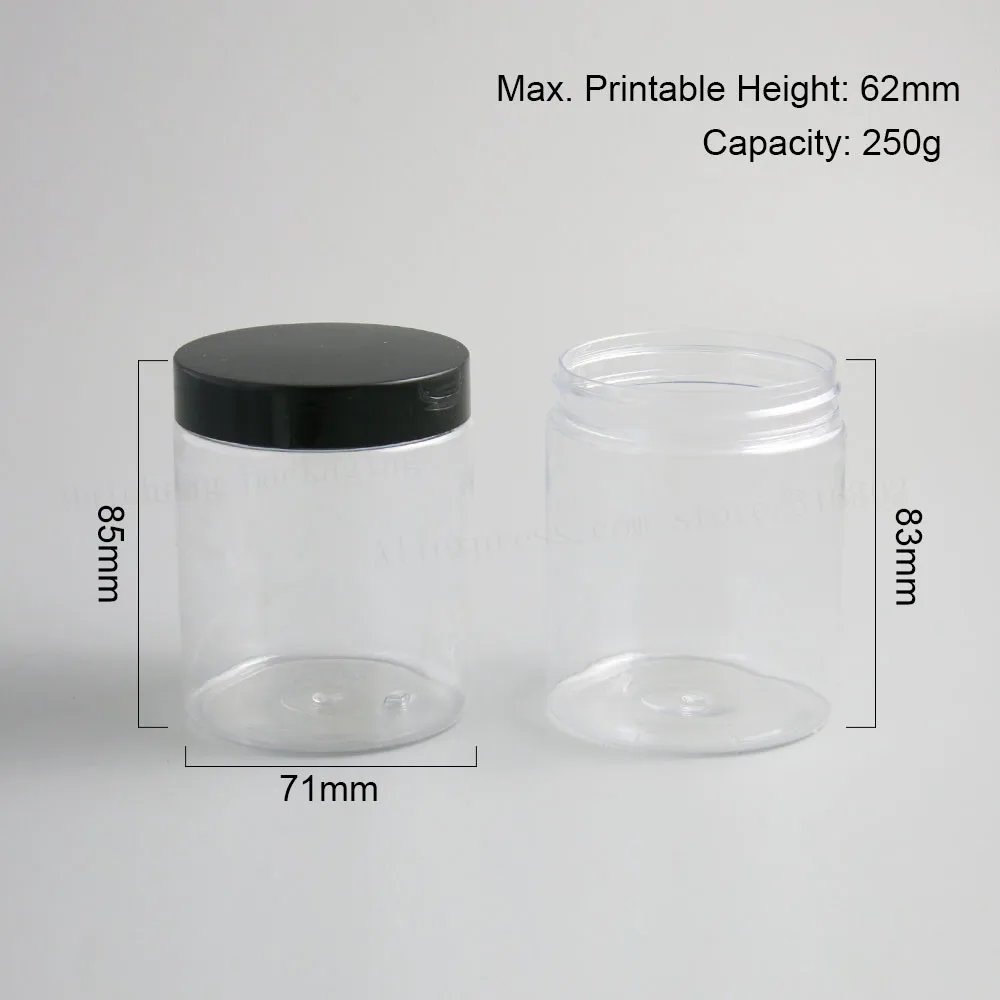 20x250 г прозрачные пэт банки контейнеры с винтовыми пластиковыми крышками 250cc 8,33 oz пустая прозрачная крем косметическая упаковка