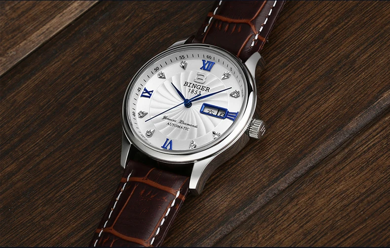 Новые мужские часы люксовый бренд Binger световой Кварцевые наручные часы полностью из нержавеющей стали Водонепроницаемый Золотой Цвет Часы B603B-5