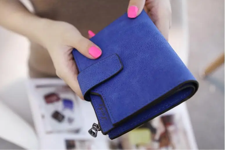 Короткий кожаный женский кошелек, дизайнерский, известный роскошный бренд Perse, Женский кошелек для монет, клатч, сумка для денег, кошелек, держатель для карт, Cuzdan Vallet - Цвет: blue