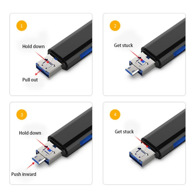 New 3 in 1 Type C Micro Card Reader USB Type C Flash Drive Adapter Connector 4