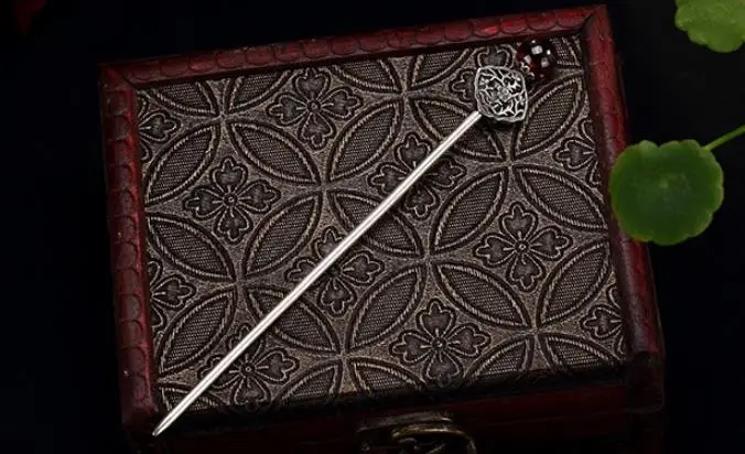 

S990 990 silver hairpin hair stick hollow out vintage