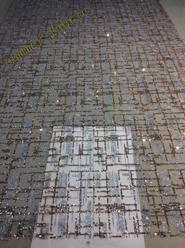 

Sparkly glued glitter sequin lace fabric African French net Lace Fabric