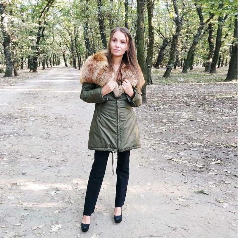 Женская парка с натуральным лисьим мехом CKMORLS верхняя одежда красным меховым