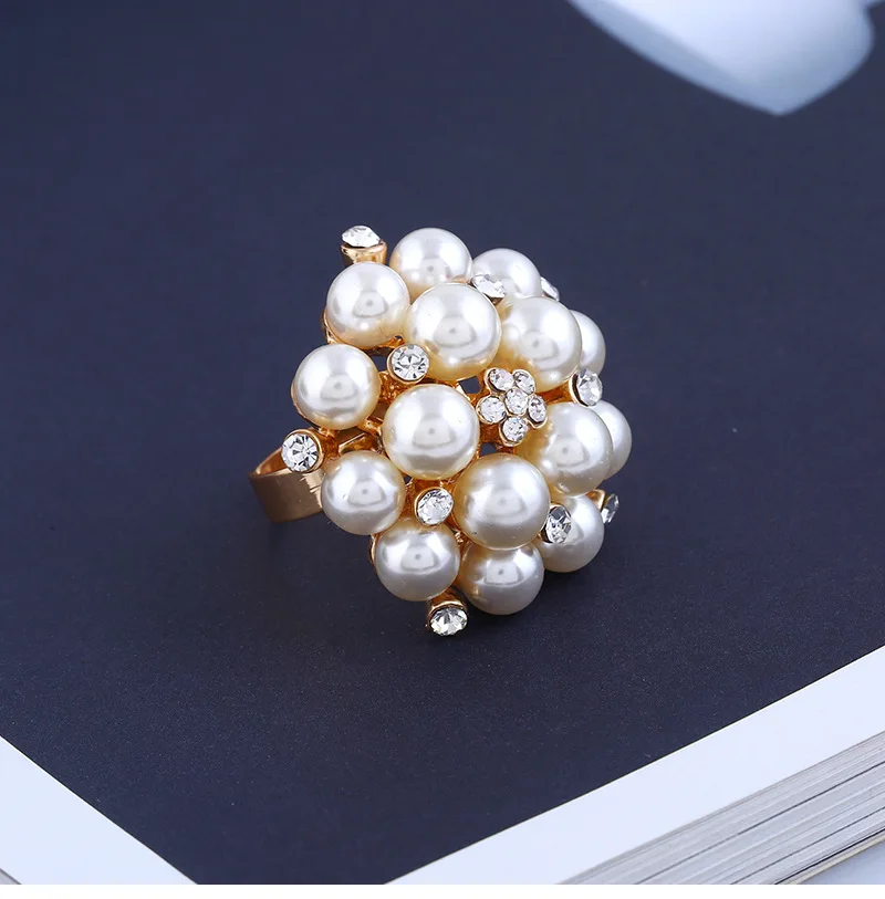Rainbery, модное кольцо с жемчугом, ювелирные изделия с кристаллами, Висячие жемчужные цветочные кольца для женщин, обручальные кольца в подарок RN0104
