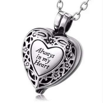 

Custom Ashes Necklace Stainless Steel Vintage Flower Pattern Heart Cremation Jewelry Urn Necklace