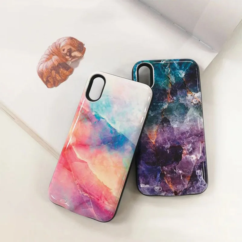 Чехол с аккумулятором 6000 мАч для iPhone xs max цветной мраморный Портативный внешний